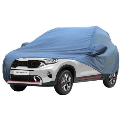 Allextreme KSG5001 Car Body Cover Compatible with Kia Sonet Custom Fit Dustproof UV Heat Resistant Indoor Outdoor Body Protection (Blue with Mirror)