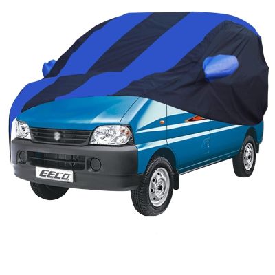 Allextreme MEG5002 Car Body Cover Compatible with Maruti Suzuki Eeco Custom Fit Dustproof UV Heat Resistant Indoor Outdoor Body Protection (Navy Blue & Blue with Mirror)