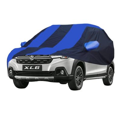 Allextreme MXP5002 Car Body Cover Compatible with Maruti Suzuki XL6 Custom Fit Dustproof UV Heat Resistant Indoor Outdoor Body Protection (Navy Blue & Blue with Mirror)