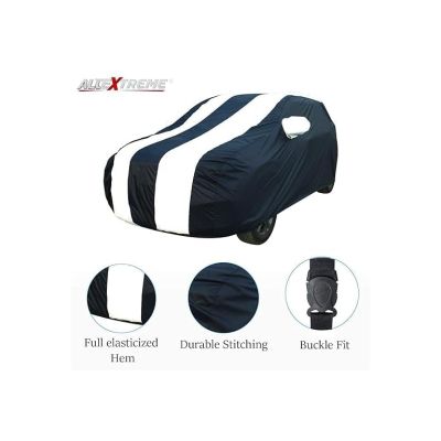 Allextreme HMZ5005 Car Body Cover Compatible with Mobilio Custom Fit Dustproof UV Heat Resistant Indoor Outdoor Body Protection (Navy Blue & White with Mirror)