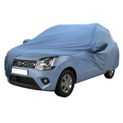Allextreme MWB5001 Car Body Cover Compatible with Maruti Suzuki Wagon R 19-21 Custom Fit Dustproof UV Heat Resistant Indoor Outdoor Body Protection (Blue with Mirror)