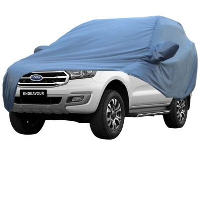 Allextreme FEB5001 Car Body Cover Compatible with Ford Endeavour Custom Fit Dustproof UV Heat Resistant Indoor Outdoor Body Protection (Blue with Mirror)
