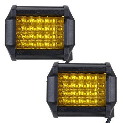 Allextreme EXLEDS2 24 LED Fog Light Bar Waterproof 4 Inch CREE Cube Work Light for Bike Cars and Motorcycle, 72W, Yellow Light (Pack of 2)