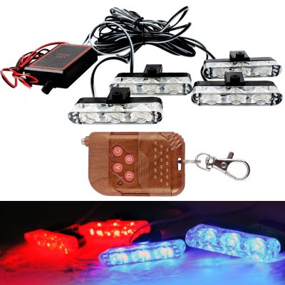 AllExtreme EX3EXS 3 LED Flash Strobe Lamp Police Emergency Warning Light for Motorcycle Cars and Bike (12W, Set of 4)