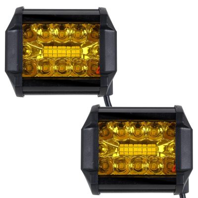 Allextreme EXLEDRS1 34 LED Fog Light Bar Waterproof 4 Inch CREE Cube Work Light for Bike Cars and Motorcycle, 72W, Yellow Light (PACK-2)