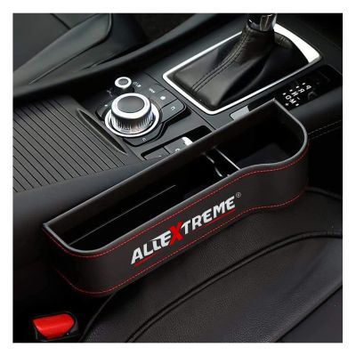 Allextreme EXSO02 Car Seat Gap Filler Leather PU Car Console Side Storage Organizer Seat Pockets Catch Caddy/Card Mobile Holder Storage Box (Black, 2 PC)