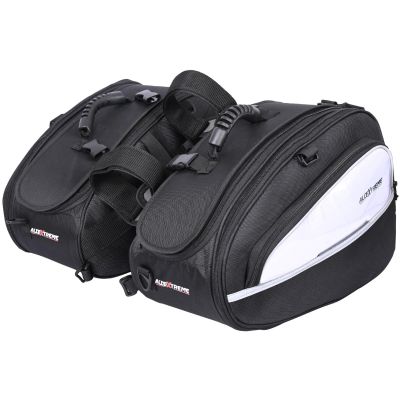 Allextreme EXBSB02 Portable Motorcycle Saddle Bag with Reflective Strips & Large Storage Capacity Having Multiple Pockets for Long journeys (Black & Silver)