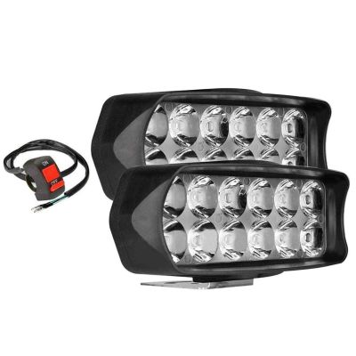 AllExtreme EXMNLD1 12 LED Fog Lights Perfect Spot Beam Lamp with Handle Bar Switch for Bikes & Motorcycle (2 PCs, 18W)