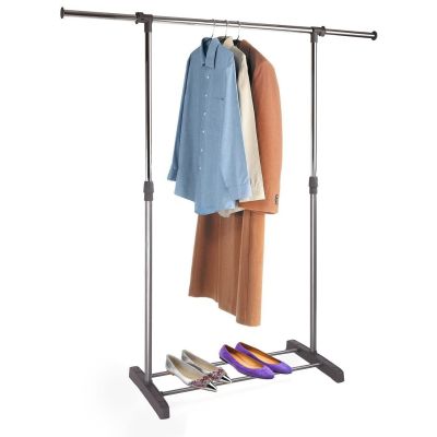 Allextreme Elegant Commercial Grade Clothing Garment Rack Adjustable Single Rail Garment Rack Portable Clothing Hanging Rolling Clothes Rack