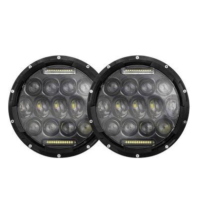 Allextreme 7inch Round Ring 13 LED Headlight with Turn Signal Lights for Jeep Wrangler (12-30V, 75W, Pack of 2)