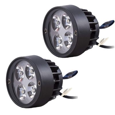 Allextreme EX4FHW2 4 LED Round Fog Light 7/8 Inch Handlebar Mirror Mount Driving Head Lamp with Mounting Brackets for Cars and Motorcycle (12W, White Light, 2 PCS)