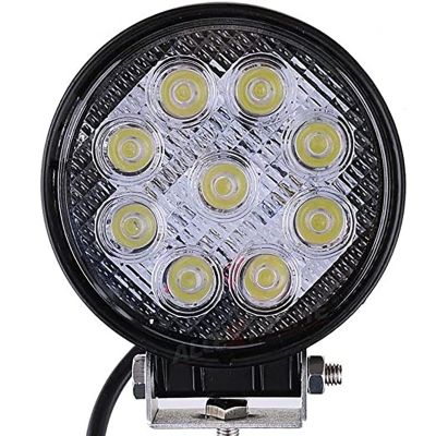 Allextreme EX4RNF1 9 LED Round Fog Light 4 Inch Waterproof Flood Lamp with Mounting Brackets for Motorcycle & Cars (27W, White Light, 1 PC)