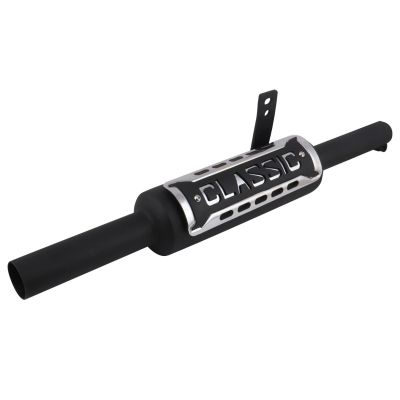 AllExtreme EXHKKI1 Exhaust Silencer Modern Style Metal Iron Material with Durable & Sturdiness Compatible with BS3 & BS4 Model Royal Enfield Bullet 350cc & 500cc (Black)