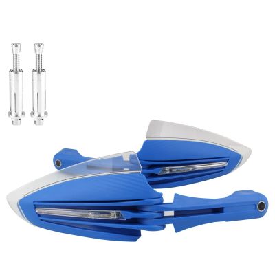 AllExtreme EXTP41B 7/8" 22mm Bike Hand Guard with LED Light Turn Signal Indicator Universal Handle Protector Shield Handlebar Protection Gear Extra Durable (Blue)