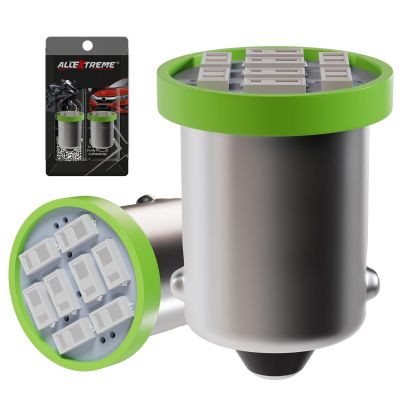 Allextreme BA9S LED Parking Light 6500K Super Bright 8 SMD Interior License Plate Wedge Dome Trunk Dashboard Bulb for Car Bike and Motorcycle (3W, Green, 2 PCS)