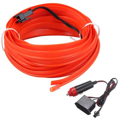 AllExtreme EXCL5MO 12 V LED Cold Light Line Flexible Neon Wire 5 Mtr Daytime Running Light Water Resistant Auto Lamps Strips Decorative & Ultra Bright for Car (Orange, 1 Pc)