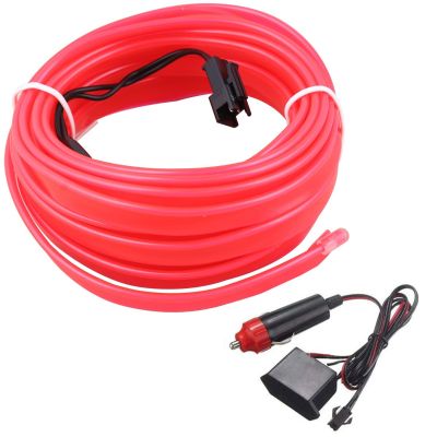 AllExtreme EXCL5MR 12 V LED Cold Light Line Flexible Neon Wire 5 Mtr Daytime Running Light Water Resistant Auto Lamps Strips Decorative & Ultra Bright for Car (Red, 1 Pc)