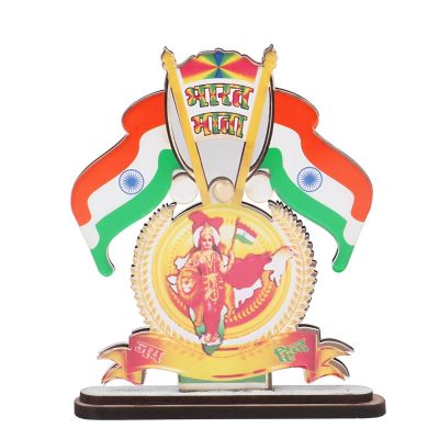 AllExtreme EXIF09 Indian Flag With Jai Hind Symbol For Office Desk, Table & Room Universal Showpiece Emblem Car Dashboard Decoration