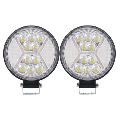 Allextreme EXFL02 10 LED Round Fog Light Waterproof Flood Lamp with Mounting Brackets for Truck, Jeeps & Cars (White & Yellow Light, 2 PCs)