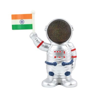 AllExtreme Solar Power Astronaut Ornament Moving Hand With Indian Flag For Home With Stick, Car Dashboard & Decoration Showpiece (Silver)