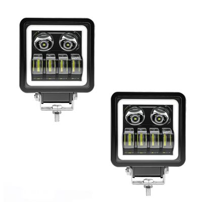 Allextreme EX27VF2 6 LED Headlight Lamp Universal Waterproof Off Road Driving CREE LED Fog Light with Mounting Brackets for Bike and Cars (27W, Blue & White, Pack of 2)