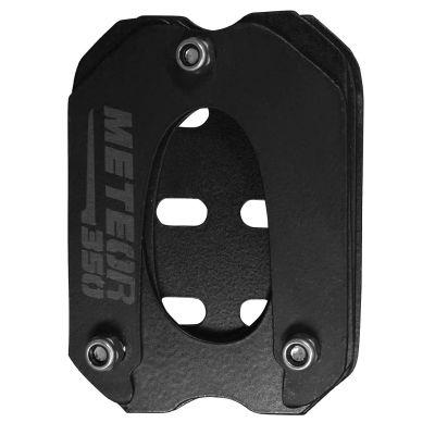AllExtreme Bike Stand Extender Pad CNC Foot Side Kickstand Enlarger Extension Compact Support Plate Compatible with Royal Enfield Meteor 350 (Black)