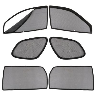 AllExtreme EXCBMH6 Car Blind Breathable Sun Shades for Front/Rear & Quarter Glass Mesh Curtain Glare Reduction Net Pullover UV Protection Compatible with MG Hector (Black, Pack of 6)