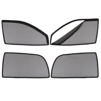 AllExtreme EXCBHS8 Car Blind Breathable Sun Shades for Front & Rear Glass Mesh Curtain Glare Reduction Net Pullover UV Protection Compatible with Hyundai Santro (Black, Pack of 4)