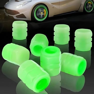 AllExtreme Fluorescent Tyre Valve Caps Illuminated Tire Cap Night Glow Luminous Wheel Covers Ideal for Cars and Bikes (Pack of 8, Green)