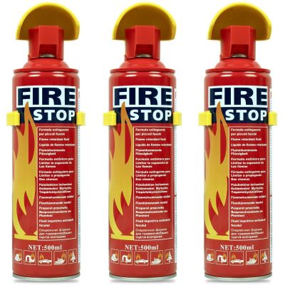 AllExtreme EXEFAP3 All Purpose Fire Extinguisher Classes ABCK Gasoline, Kitchen Grease Oil and Fats, Electric and Wood Fires for Home Apartment Office Boat Car Bike (500ml, Pack of 3)