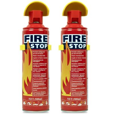 AllExtreme EXEFAP2 All Purpose Fire Extinguisher Classes ABCK Gasoline, Kitchen Grease Oil and Fats, Electric and Wood Fires for Home Apartment Office Boat Car Bike (500ml, Pack of 2)