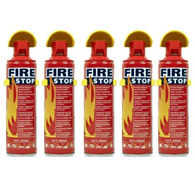AllExtreme EXEFAP5 All Purpose Fire Extinguisher Classes ABCK Gasoline, Kitchen Grease Oil and Fats, Electric and Wood Fires for Home Apartment Office Boat Car Bike (500ml, Pack of 5)