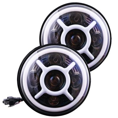 Allextreme HC-C117 7 Inch Round LED Headlight with Hi/Low Beam Projector Head Lamp Bulb Compatible with Thar Bullet Classic Standard Thunderbird - (Pack of 2)