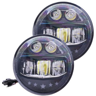 Allextreme HC-C102 5.75 Inch Round LED Headlight with Hi Low Beam Projector Head Lamp Bulb Compatible with Avenger - (Pack of 2)
