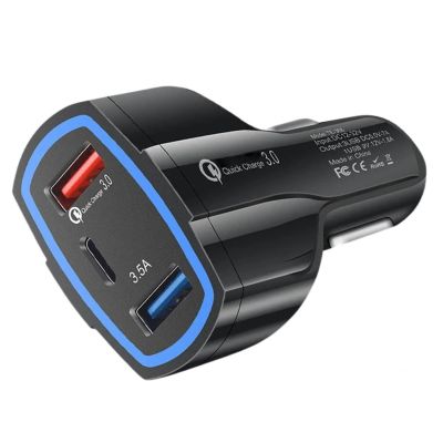 AllExtreme LZ- 368 Pro 36W Fast Car Charger 2 USB 1 Type C Port Quick 3.0 Charging Technology Smartphone Adapter Compatible with Sedans SUVs & Trucks