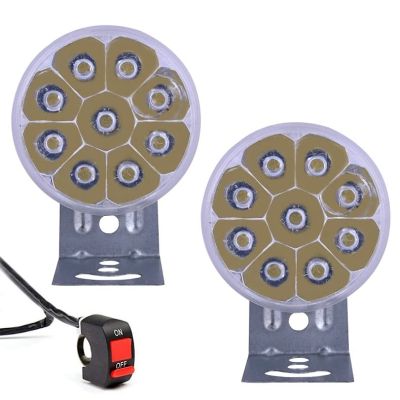 Allextreme EX-9WDL01 Off Road Driving Lamp with Switch 9 LED Round 3" Foglights for Motorcycles, Cars & Bikes (9W, White Light, 2 Pcs)