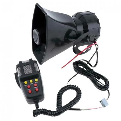 AllExtreme EXBE-100W Warning Alarm Electric Horn Car Emergency Siren 7 Sound PA Loudspeaker System with Handheld Microphone Amplifier