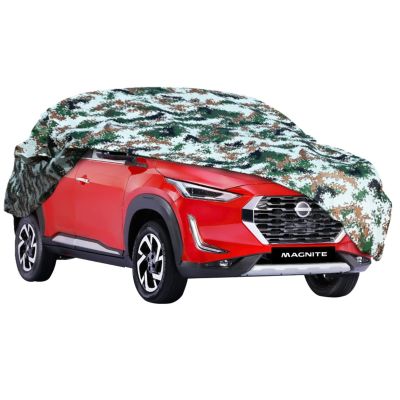 AllExtreme NMP5007 Car Body Cover 100% Waterproof Compatible with Nissan Magnite Custom Fit Dust UV Heat Resistant Indoor Outdoor Body Protection (Army Print with Mirror)