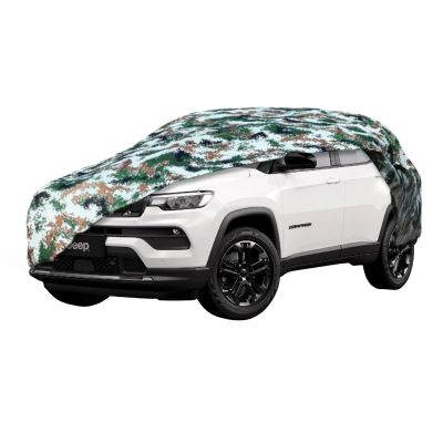 AllExtreme JCP5007 100% Tested Waterproof Car Body Cover Compatible with Jeep Compass Triple Stitched UV Heat Resistant Indoor Outdoor Body Protection (Army Print with Mirror)