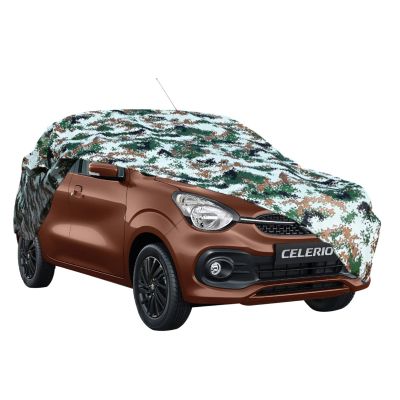 AllExtreme MCU5007 100% Tested Waterproof Car Body Cover Compatible with Maruti Suzuki Celerio Triple Stitched UV Heat Resistant Indoor Outdoor Body Protection (Army Print with Mirror)