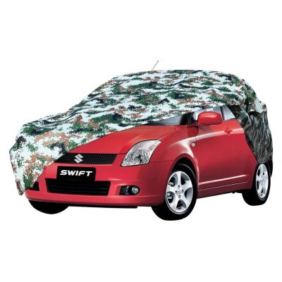 AllExtreme MOS5007 100% Tested Waterproof Car Body Cover Compatible with Maruti Suzuki Swift Dzire Old Triple Stitched UV Heat Resistant Indoor Outdoor Body Protection (Army Print with Mirror)
