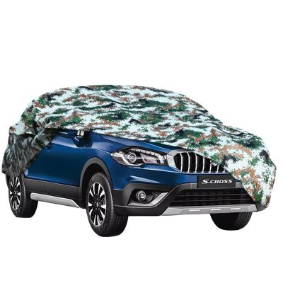AllExtreme HAS5007 100% Tested Waterproof Car Body Cover Compatible with Maruti Suzuki S-Cross Triple Stitched UV Heat Resistant Indoor Outdoor Body Protection (Army Print with Mirror)