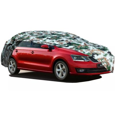 AllExtreme SRE5007 100% Tested Waterproof Car Body Cover Compatible with Skoda Rapid Triple Stitched UV Heat Resistant Indoor Outdoor Body Protection (Army Print with Mirror)