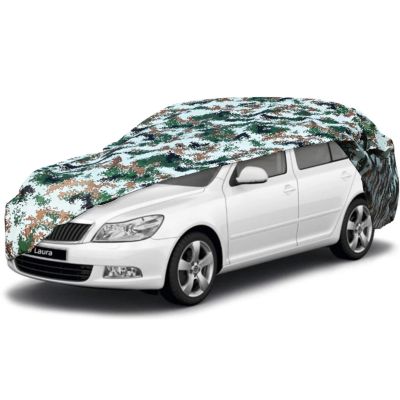 AllExtreme SLE5007 100% Tested Waterproof Car Body Cover Compatible with Skoda Laura Triple Stitched UV Heat Resistant Indoor Outdoor Body Protection (Army Print with Mirror)