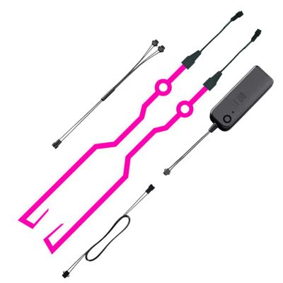 AllExtreme EXTPZ2P EL LED Helmet Light Strip with 3 Modes Flashing Night Bike Motorcycle Riding Signal Sticker (Pink)