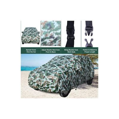 AllExtreme HMZ5007 100% Tested Waterproof Car Body Cover Compatible with Mobilio Triple Stitched UV Heat Resistant Indoor Outdoor Body Protection (Army Print with Mirror)