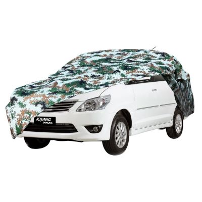AllExtreme IOY5007 100% Tested Waterproof Car Body Cover Compatible with Toyota Innova Old Triple Stitched UV Heat Resistant Indoor Outdoor Body Protection (Army Print with Mirror)