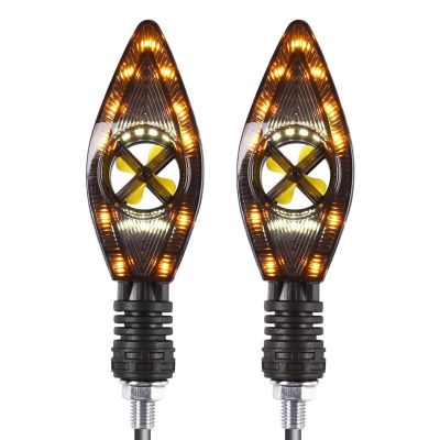 Allextreme R-258 Indicator LED Light Turn Signals Front and Rear Bright Warning Lamp 3-Patterns Water Resistant for all scooters scootys & Motorbikes (2 Pcs, Yellow & Blue)