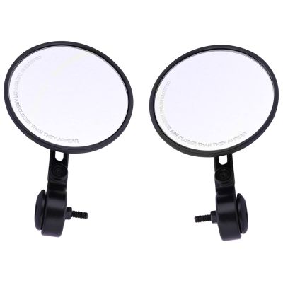 AllExtreme EXRSM01 Convex Rearview Bar End Mirror Round Cafe Racer Universal Fit Adjustable Handlebar Mount Wide Angle Suitable for Bikes Scooters (Black, 1 Set)