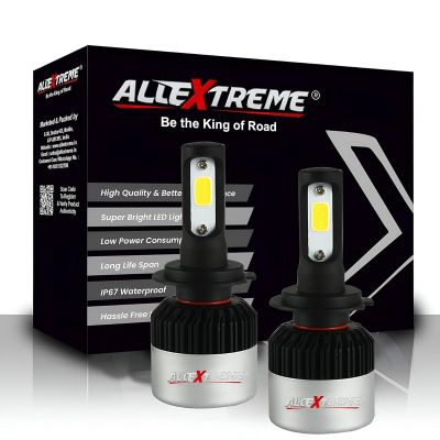 AllExtreme 72 Watt H7 Car LED Headlight 9000LM Super Bright Beam 6500K S2 Led Chips Conversion Kit Car Bulb Driving Headlamp Fog Light for SUVs Trucks Sedans